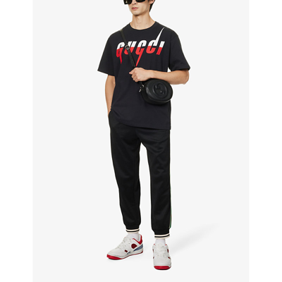 Shop Gucci Mens Medley White Red Brand-print Short-sleeved Cotton-jersey T-shirt