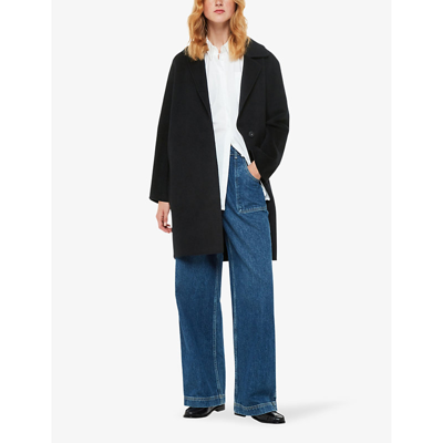 Whistles Womens Black Julia Double-faced Wool-blend Coat In Black