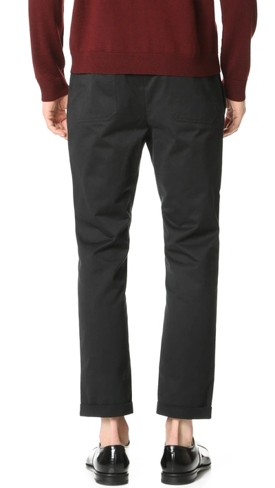 Shop Marni Slim Cropped Sanded Twill Trousers In Black