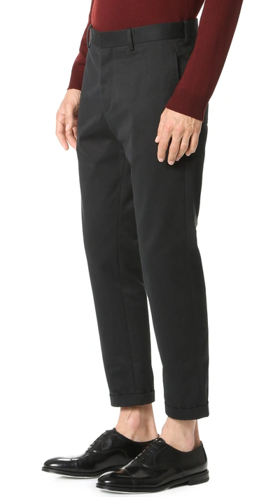 Shop Marni Slim Cropped Sanded Twill Trousers In Black