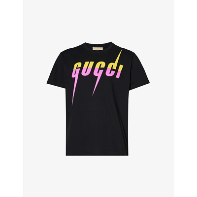 Shop Gucci Men's Black Mc Blade Brand-print Cotton-jersey T-shirt