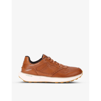 Shop Cole Haan Men's Tan Comb Grandpro Ashland Brand-embossed Leather Low-top Trainers