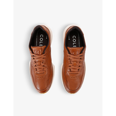 Shop Cole Haan Men's Tan Comb Grandpro Ashland Brand-embossed Leather Low-top Trainers