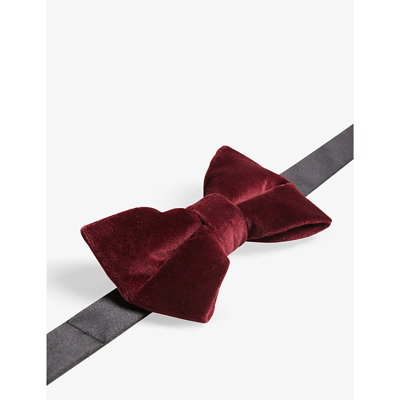 Shop Ted Baker Men's Dk-red Conneri Tonal-stitch Velvet Bow-tie