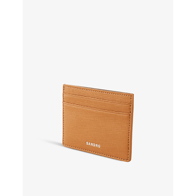 Shop Sandro Naturels Logo-embossed Textured-leather Card Holder