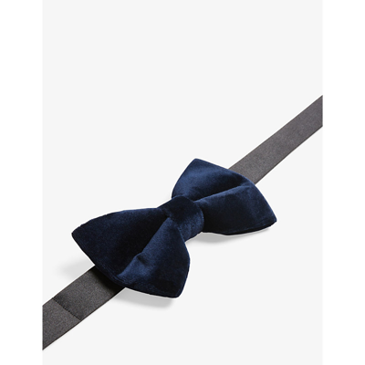 Shop Ted Baker Men's Dk-blue Conneri Tonal-stitch Velvet Bow-tie