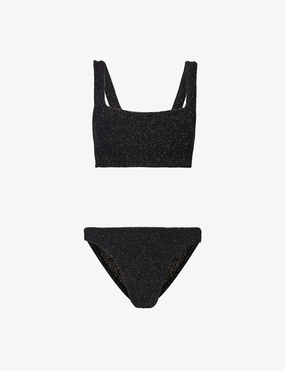Shop Hunza G Women's Black/gold Xandra Sparkle-embellished Bikini Set