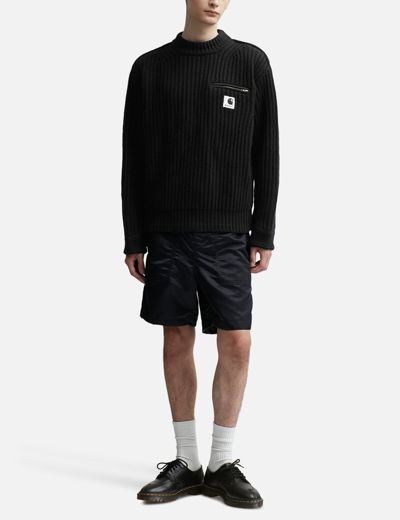 Shop Sacai X Carhartt Wip Knit Pullover Detroit In Black