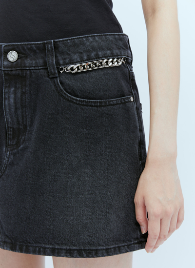 Shop Stella Mccartney Falabella Chain Denim Mini Skirt In Grey