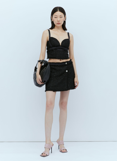 Shop Versace Medusa Tweed Mini Skirt In Black