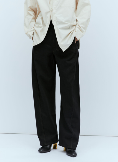 Shop Lemaire Twisted Belted Cotton Pants In Black