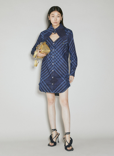 Shop Vivienne Westwood Denim Heart Shirt Dress In Blue