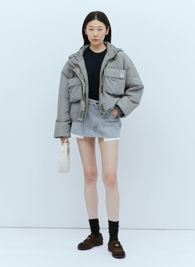 Shop Miu Miu Blouson Padded Jacket In Grey