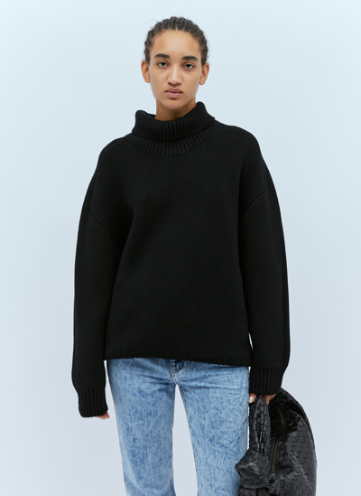 Shop Khaite Landed High Neck Knit Sweater In Black
