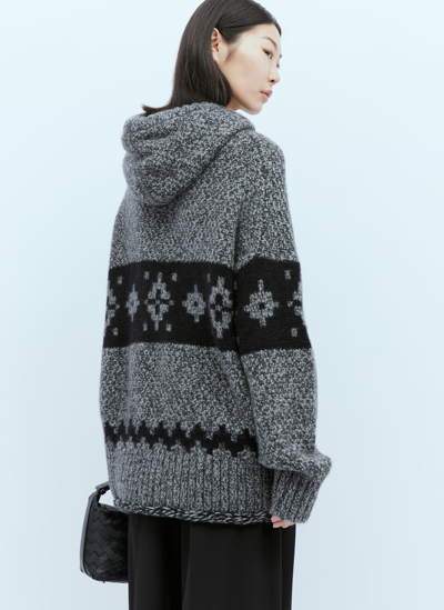 Shop Khaite Dobbi Hooded Knit Sweater In Grey