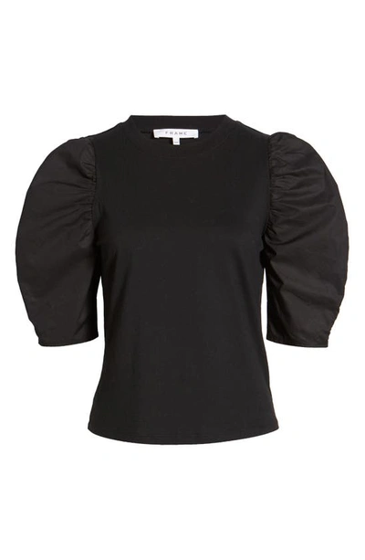 Shop Frame Ruched Sleeve T-shirt In Noir