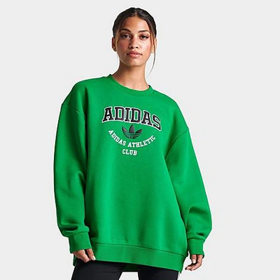 Shop Adidas Originals Adidas Women's Originals Collegiate Crewneck Sweatshirt In Green/black 