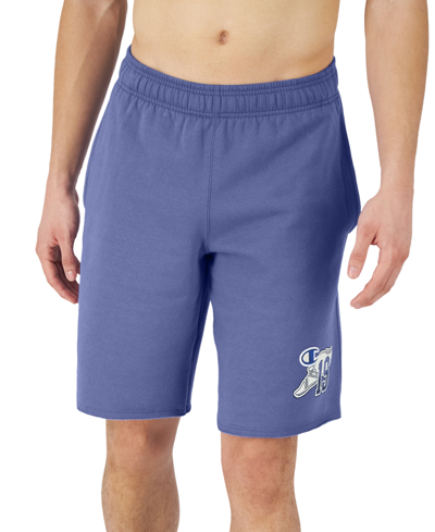Shop Champion Men's Powerblend 10" Graphic Shorts In Stone Crush Blue