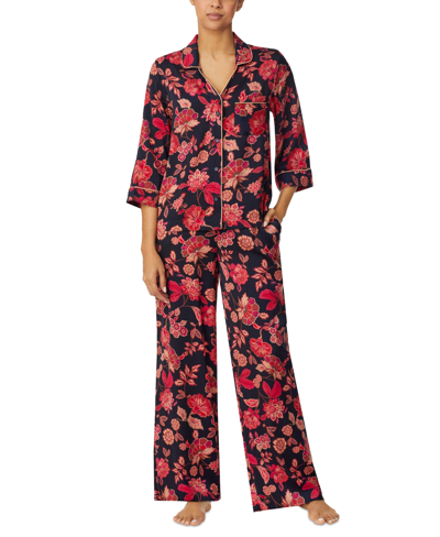 Shop Sanctuary Women's 2-pc. Satin Wide-leg Pajamas Set In Purple Floral
