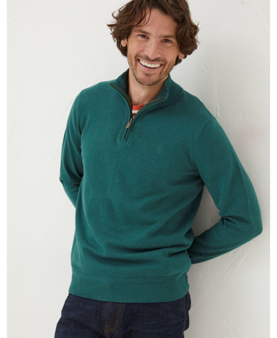 Shop Fatface Men's Braunton Half Zip Sweater In Green