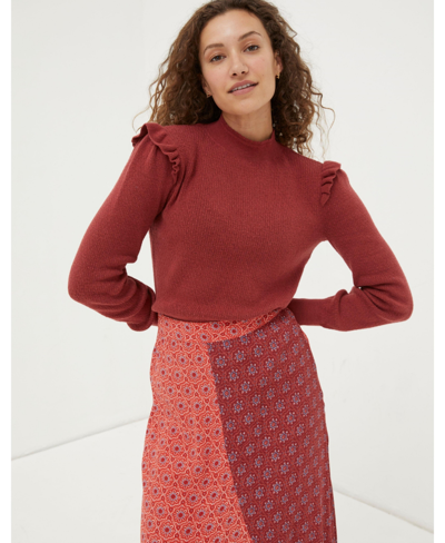 Shop Fatface Women's Fiona Frill Sweater In Red