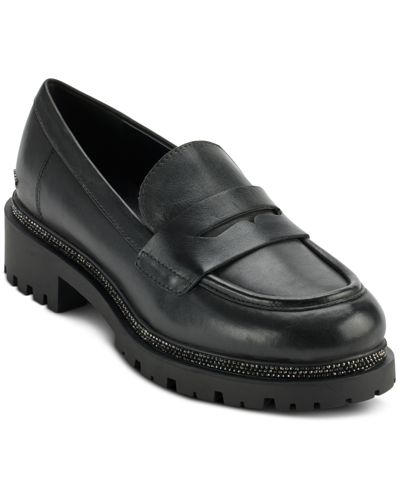 Shop Dkny Women's Rudy Slip-on Penny Loafer Flats In Black