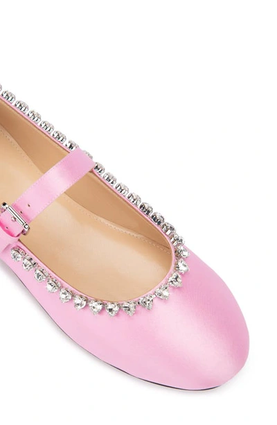 Shop Mach & Mach Audrey Crystal Detail Ballerina Flat In Satin Pink