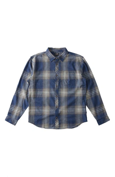 Shop Billabong Kids' Coastline Flannel Button-up Shirt In Dark Navy