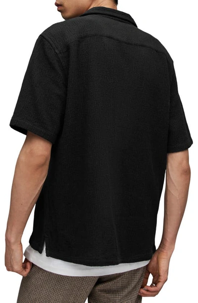 Shop Allsaints Eularia Textured Camp Shirt In Jet Black