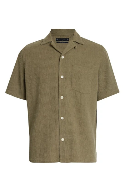 Shop Allsaints Eularia Textured Camp Shirt In Earthy Brown