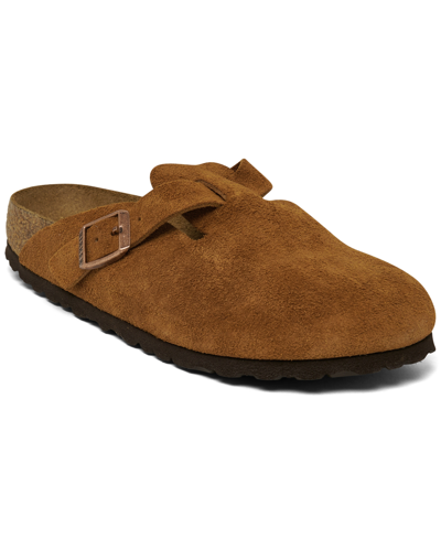 Shop Birkenstock Women's Boston Soft Footbed Suede Leather Clogs From Finish Line In Cork Brown