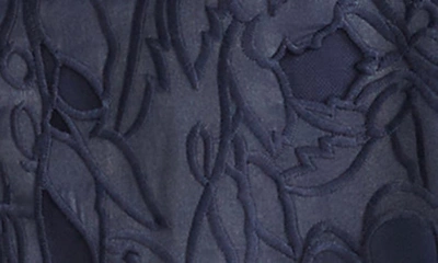 ml Monique Lhuillier Juliette Embroidered Floral Organza A-line Cocktail Dress In Sapphire