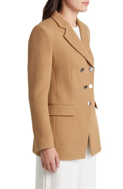 Shop Hugo Boss Boss Jestena Double Breasted Virgin Wool Blazer In Iconic Camel