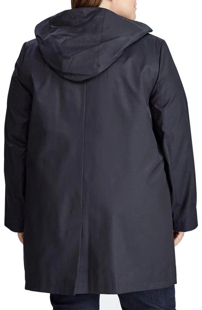Shop Lauren Ralph Lauren Balmacaan Single Breasted Raincoat In Dk Navy