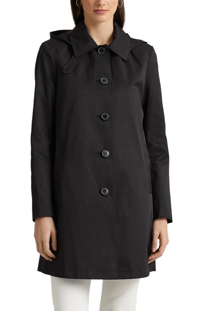 Shop Lauren Ralph Lauren Balmacaan Single Breasted Raincoat In Black