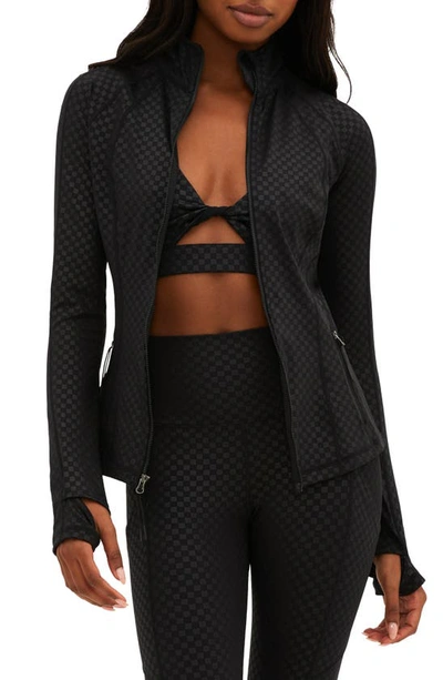 Shop Beach Riot Reina Checkered Running Jacket In Black Embossed Check