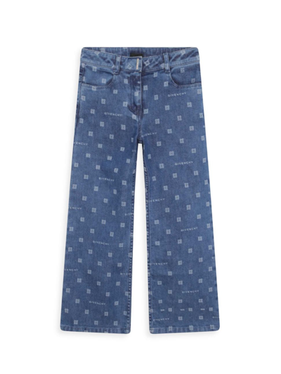 Shop Givenchy Little Girl's & Girl's 4g Wide-leg Jeans In Stone