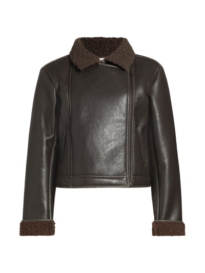 Shop Splendid Women's Romy Vegan Leather & Faux Fur Jacket In Chocolate