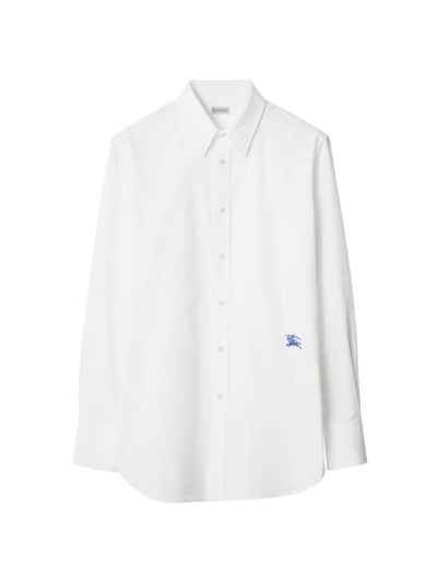 Shop Burberry Men's Ekd Cotton Shirt In White