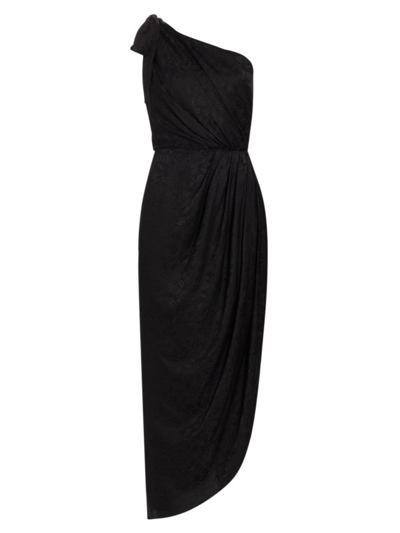 Shop Beatriz Camacho Women's Wildflower Dahlia Silk Midi-dress In Nuit Black