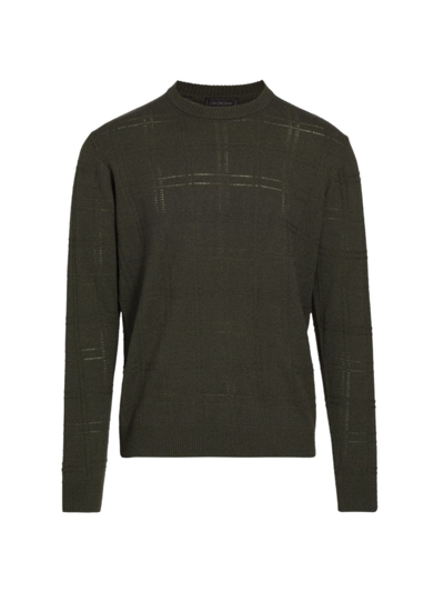 Shop Saks Fifth Avenue Men's Collection Grid Wool-blend Sweater In Olive
