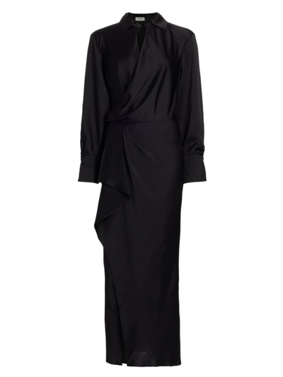 Shop Simkhai Women's Talita Draped Front Maxi Dress In Black