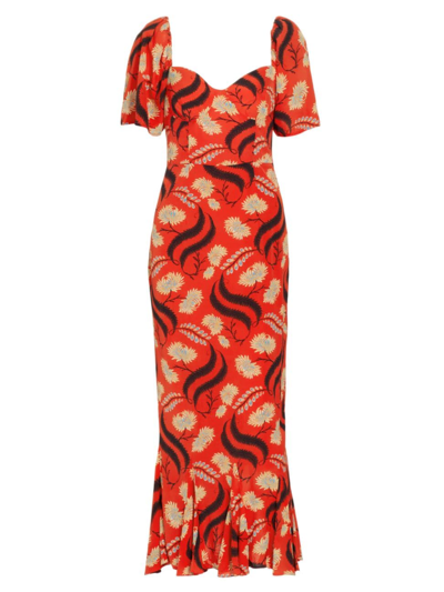 Shop Rhode Women's Ramona Floral Maxi Dress In Bright Red Kiku
