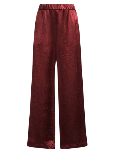 Shop Max Mara Women's Satin Pull-on Pants In Brick Red
