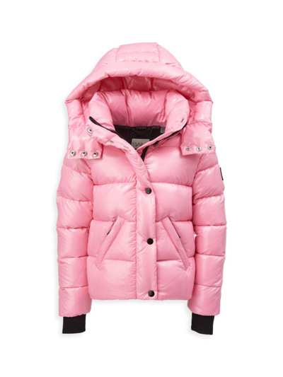 Shop Sam Girl's Annabelle Down Puffer Coat In Bright Pink
