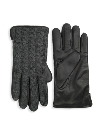 Shop Saks Fifth Avenue Men's Collection Wool & Leather Gloves In Gunmetal