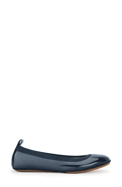 Shop Yosi Samra Samara Foldable Ballet Flat In Navy Patent