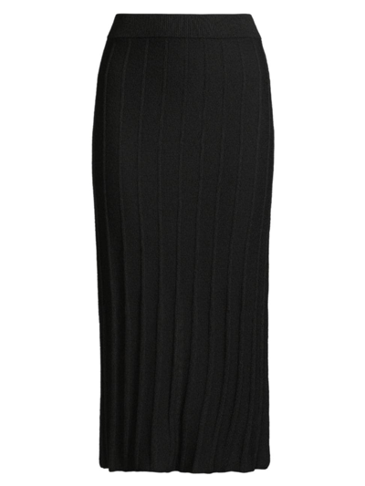 Shop Max Mara Women's Wool Rib-knit Midi-skirt In Black