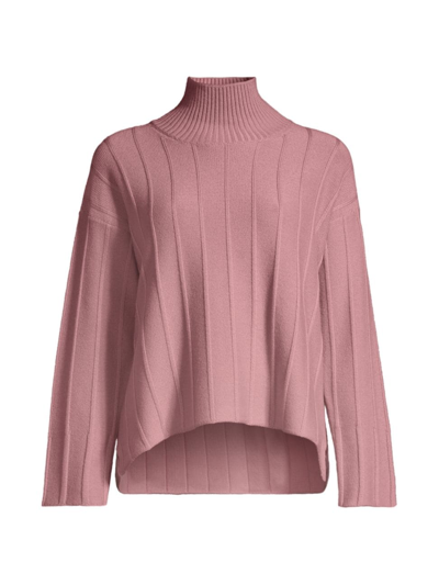 Shop Max Mara Women's Wool Rib-knit Mock Turtleneck Top In Pink