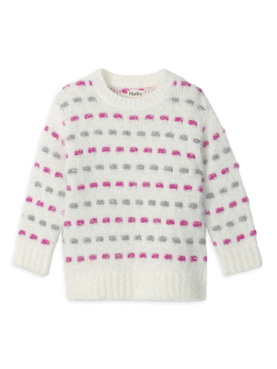 Shop Hatley Little Girl's & Girl's Metallic Basket Weave Sweater In Cami Lace